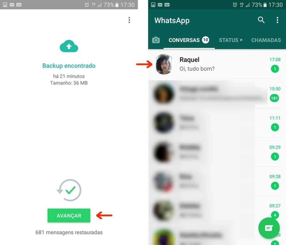 ver mensajes restaurados de whatsapp